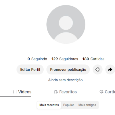 CONTA TIK TOK 129 SEGUIDORES E 180 CURTIDAS (CONTAS TIK TOK)