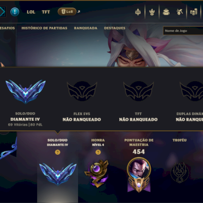 Diamante 4 com TODOS os Champs e 154 Skins +2 Prestigios +11 Vitoriosas