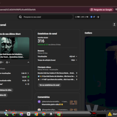 Canal Youtube com 316 Inscritos sem strike