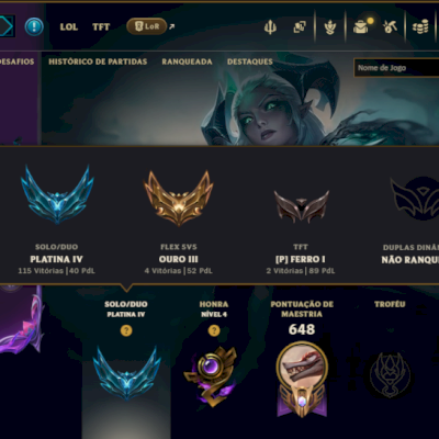 Platina 4 com TODOS os Champs e 294 Skins ( JG / TOP / MID ) - ( Nivel 436 )