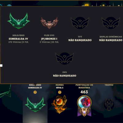 Esmeralda 4 com TODOS os Champs e 112 Skins ( MID / ADC )
