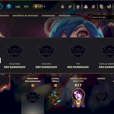 Unranked com TODOS os Champs e 187 Skins ( MID / JG / ADC ) - ( Nivel 610 )