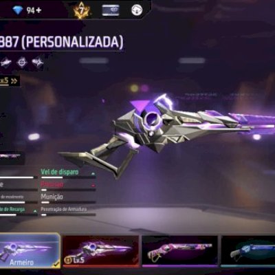 Conta Level 70, ela é prime 7 tem armas evolutivas skins de parceria e muito ma