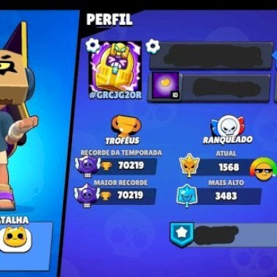 ✨ Conta Rara ! ✨, Brawlers: 96/96, Troféus: +70K, ⭐ Skins Exclusivas ! ⭐