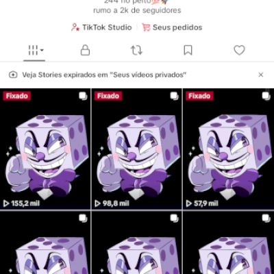 Conta Tiktok com 1780 seguidores e 123,3 mil curtidas