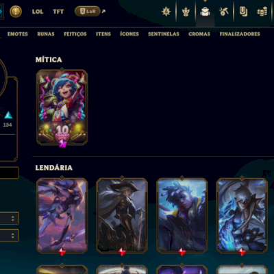 Conta nivel 497 com 264 skins e 138 cromas
