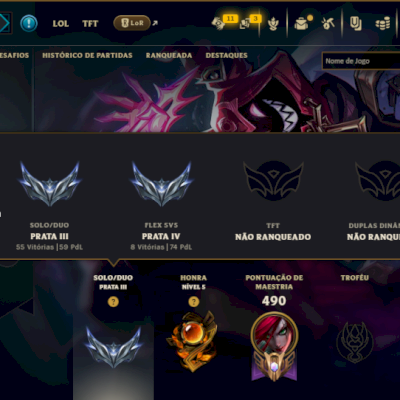 Prata 3 com 140 Champs e 137 Skins ( MAIN MID ) - ( Nivel 319 )