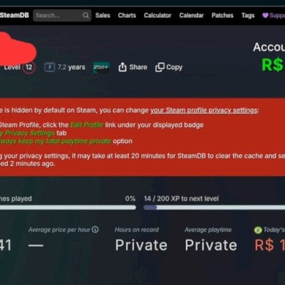 Conta steam com mais de 200 jogos, avaliada em mais de 10mil reais