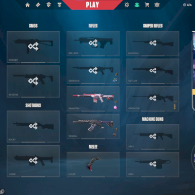 conta de valorant com karambit saqueadora e sheriff singularidade outras skins