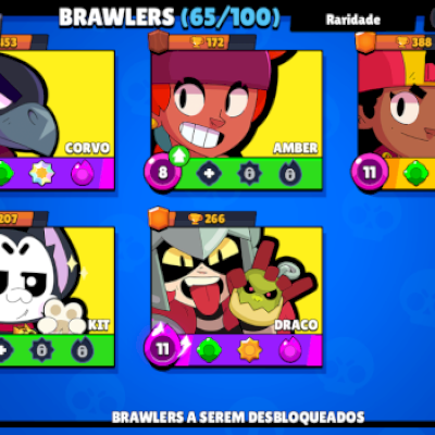 Conta Brawl stars super rara vários personagens várias roupas perto pegarChester