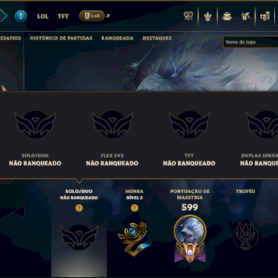 Unranked com TODOS os Champs e 261 Skins + 4500 RP