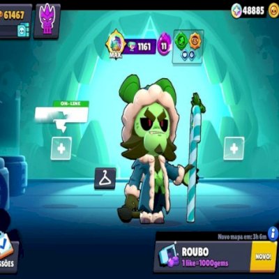 Conta Brawl Stars 61k troféu, 247 skins, 840 gemas, 16k ouro + TROCAR NICK