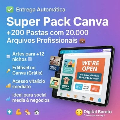 🎨+200 Pastas com 20 Mil Artes | Templates Canva - Prontos Editáveis Incríveis🧩