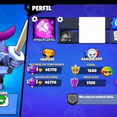 47k troféus, 85 brawlers, vários domínios e 26 hipercargas + cv 12