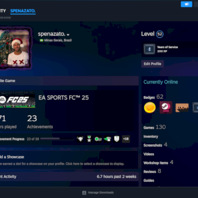 OFERTA ÚNICA! 130 JOGOS, NÍVEL 52, FARCRY, FC25, GTAV, BORDERLANDS, CS PRIME