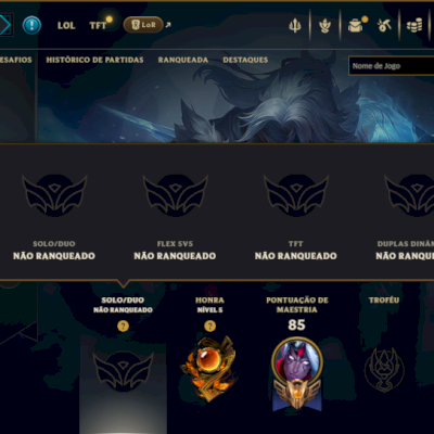 Unranked com 30 Champs e 10 Skins