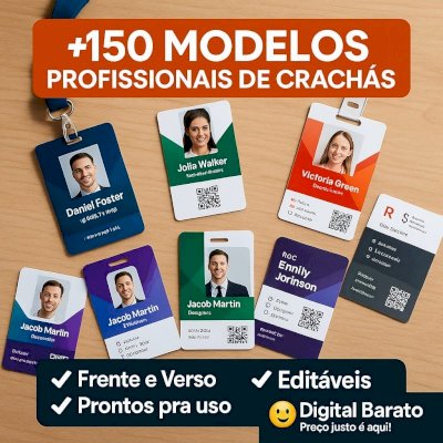 🎫 +150 Crachás Frente e Verso p/ Empresas, Eventos, Escolas e Muito Mais!