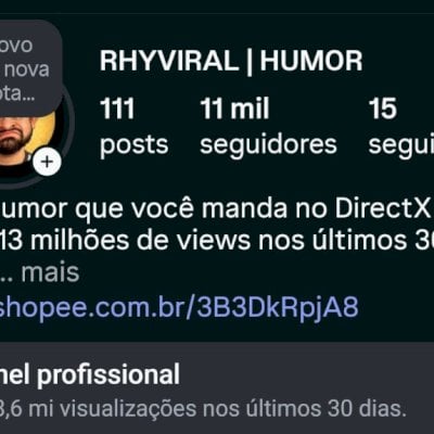 Page criada a 7 dias. Pega 2k por dia. Conta com 11k