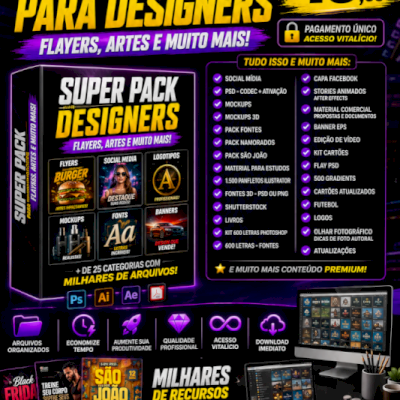 🎨 SUPER PACK DESIGNER PRO – MILHARES DE FLYERS, ARTES E RECURSOS PREMIUM!