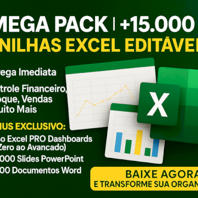 MEGA PACK | +15.000 Planilhas Excel Editáveis + BÔNUS Exclusivos