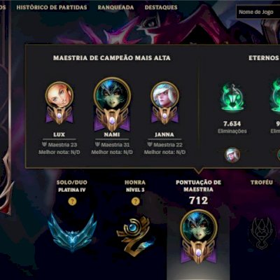 Conta LOL | main suporte | 1130 skin