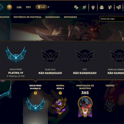 Platina 4 com 125 Champs e 58 Skins