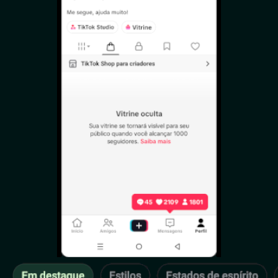 Vendo essa conta Tik Tok shop oculta faltando 200 seguidores para reativar sho