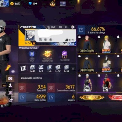 conto free fire com varias skins