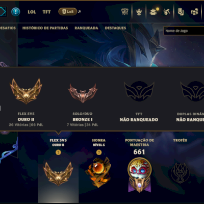 Bronze 1 com TODOS os Champs e 229 Skins ( MAIN SUP ) +2 Prestigios