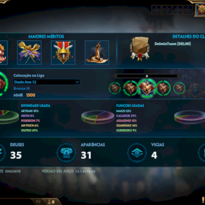 CONTA SMITE ANTIGA - BORDA 2015 - SKINS LIMITADAS