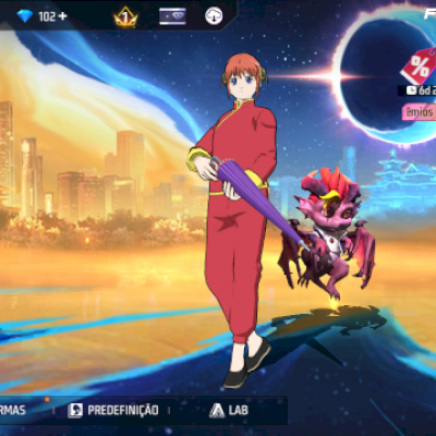 Conta free fire com a skin da kagura gimtama e com a skin da Winchester