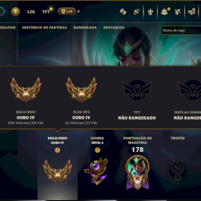 Ouro 4 com 45 Champs e 9 Skins
