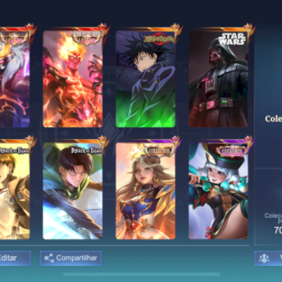 Conta MLBB com skin MEGUMI , LEVI , EREN, e mais