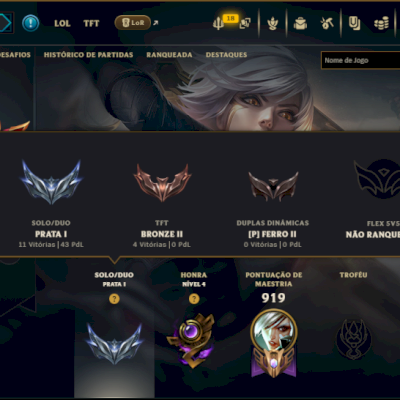 Prata 1 com TODOS os Champs e 187 Skins ( ADC / MID / JG ) - ( Nivel 539 )