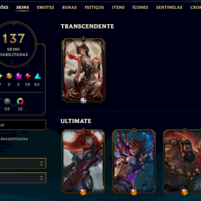 Conta do lol com skin da ahri lenda ascendida