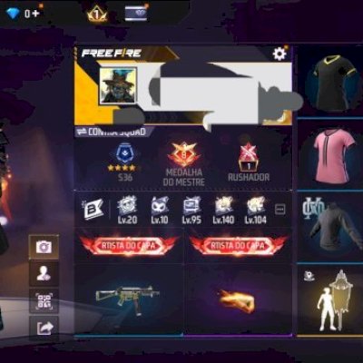 Conta FF nível 70 com bandeirão, punho, passe Mano Max, camisas de time etc...