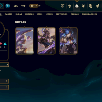 Platina 4 com 45 Champs e 15 Skins +3 Vitoriosas