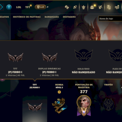 Unranked com 100 Champs e 109 Skins +2 Prestigios