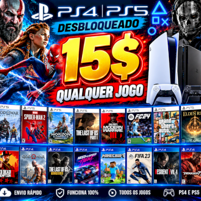 QUALQUER JOGO PS4 PS5 DESBLOQUEADO 100% FUNCIONANDO