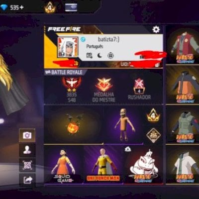 conta com as skin do Naruto