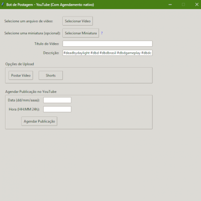 Programa de postagem no Youtube.