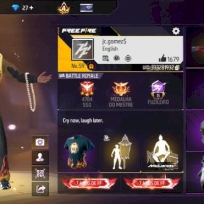 conta de free fire pra sair agora