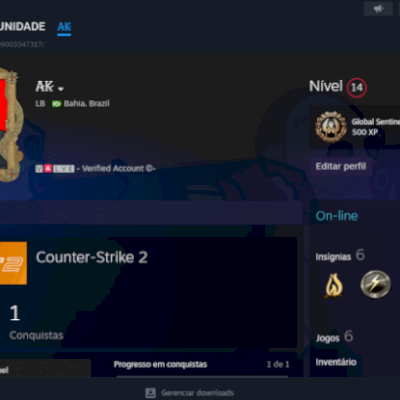Conta cs2 prime, 600 horas de jogo, 21.000 pontos premier, 5 anos steam lvl 14