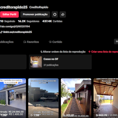 Conta do Tiktok nicho Finanças/Credito com 16,2K seguidores -@ Creditorapido25