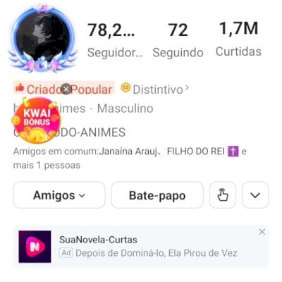 VENDO ESTÁ CONTA DO KWAI COM 78 K SEGUIDORES ORGÂNICOS