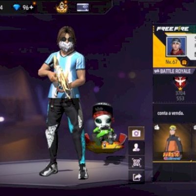 CONTA FREE FIRE  367 Peitorais  295 Calças 2 Angelicais: Azul