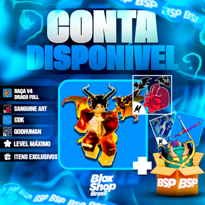 CONTAS BLOX FRUITS > 🐲RAÇA V4 DRACO FULL + 🩸SANGUINE ART + ⚔️CDK + 👊GODHUMAN