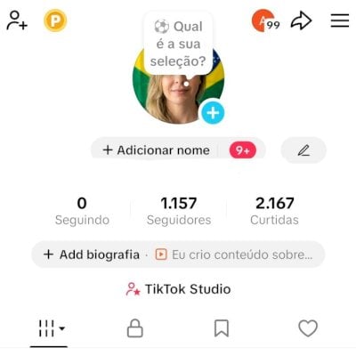 CONTA TIK TOK 1,1K SEG E 2,1K DE CURTIDAS (CONTAS TIK TOK)