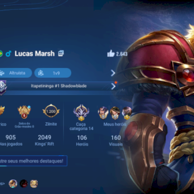 Conta Rara HOK Level 148 – Completa e Exclusiva!