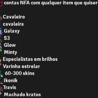 Fortnite qualquer item,minty,psycho,glow,kratos,especialista em brilhos,travis